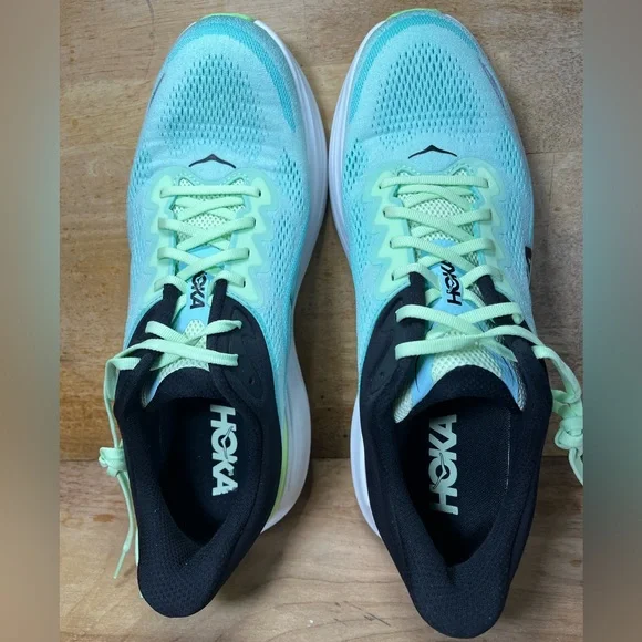 Hoka One One Bondi 9 REFLECTIVE Mens Size 14 Running Shoes Luna Moth Blue Spark - Picture 7 of 12